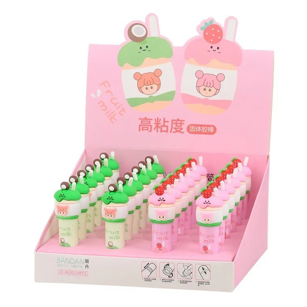 Клей-карандаш Basir белый, серия "Фруктовый коктейль", 9 грамм, 24 шт