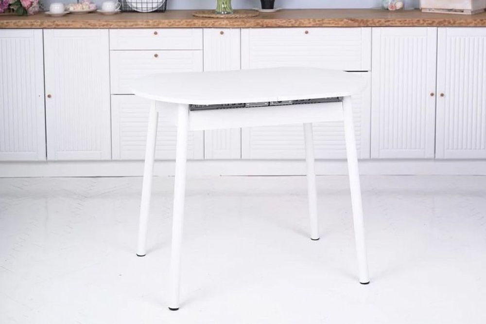 Стол обеденный Кэлли ЛДСП раздвижной каркас белый