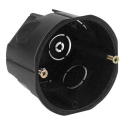 Коробка установочная ЭРА KUT-68-40-black черная 68х40мм для твердых стен саморезы IP20 | Коробки монтажные установочные для твердых стен