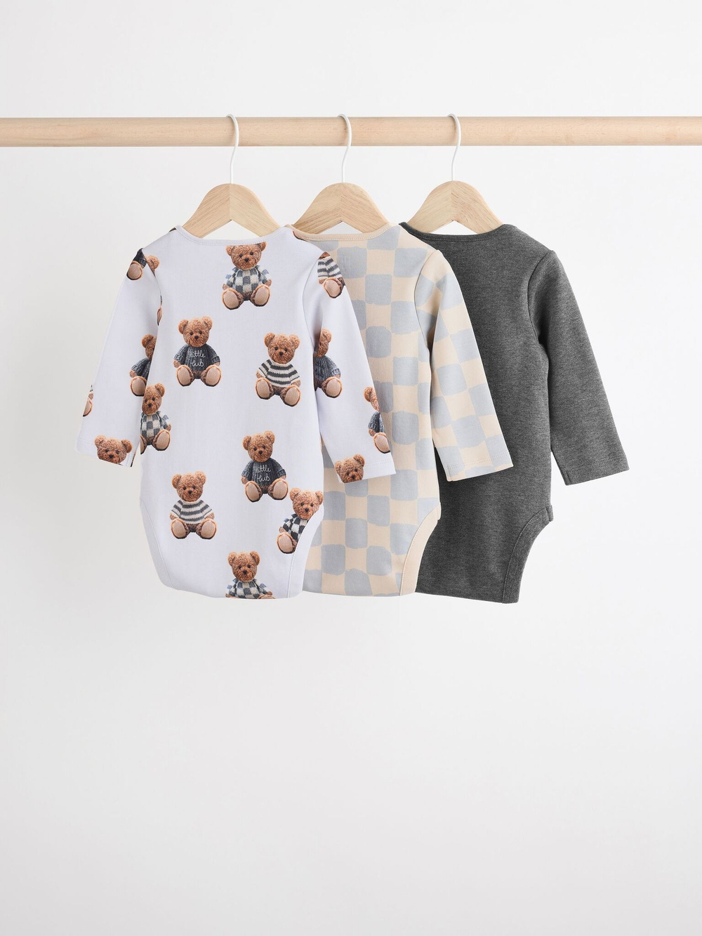 Боди с длинным рукавом для малышей Next B23-062, 3 шт., Серый, Голубой