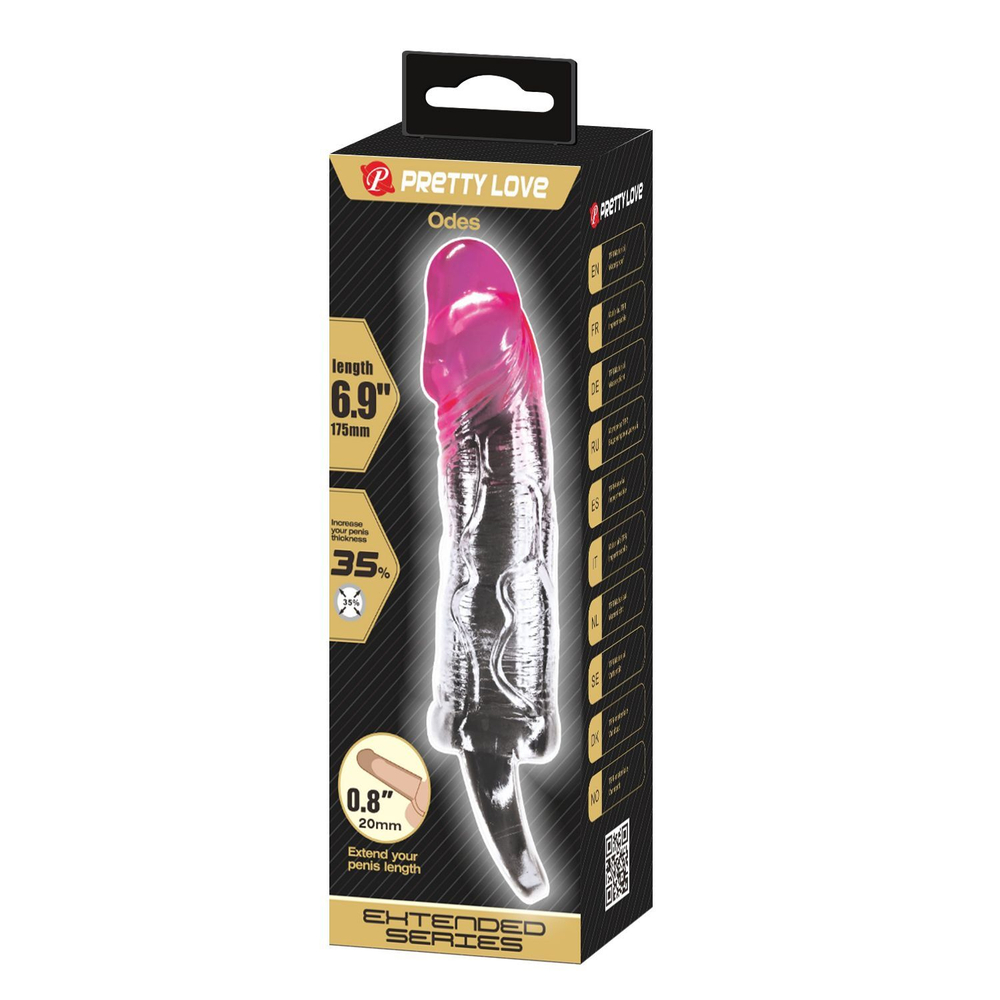 Прозрачная насадка-удлинитель с подхватом мошонки Odes - 17,5 см.