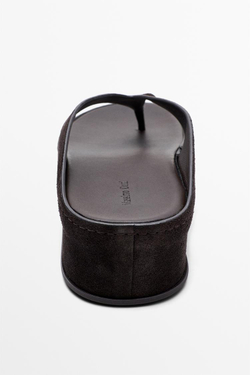 Massimo Dutti Кожаные сандалии на платформе, коричневый