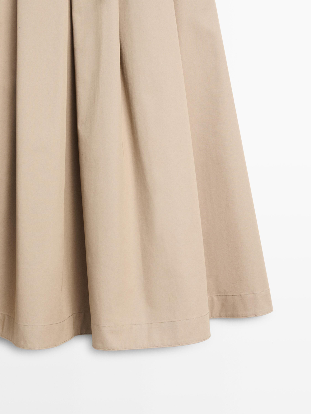 Massimo Dutti Юбка миди со складками-плиссе, песочный