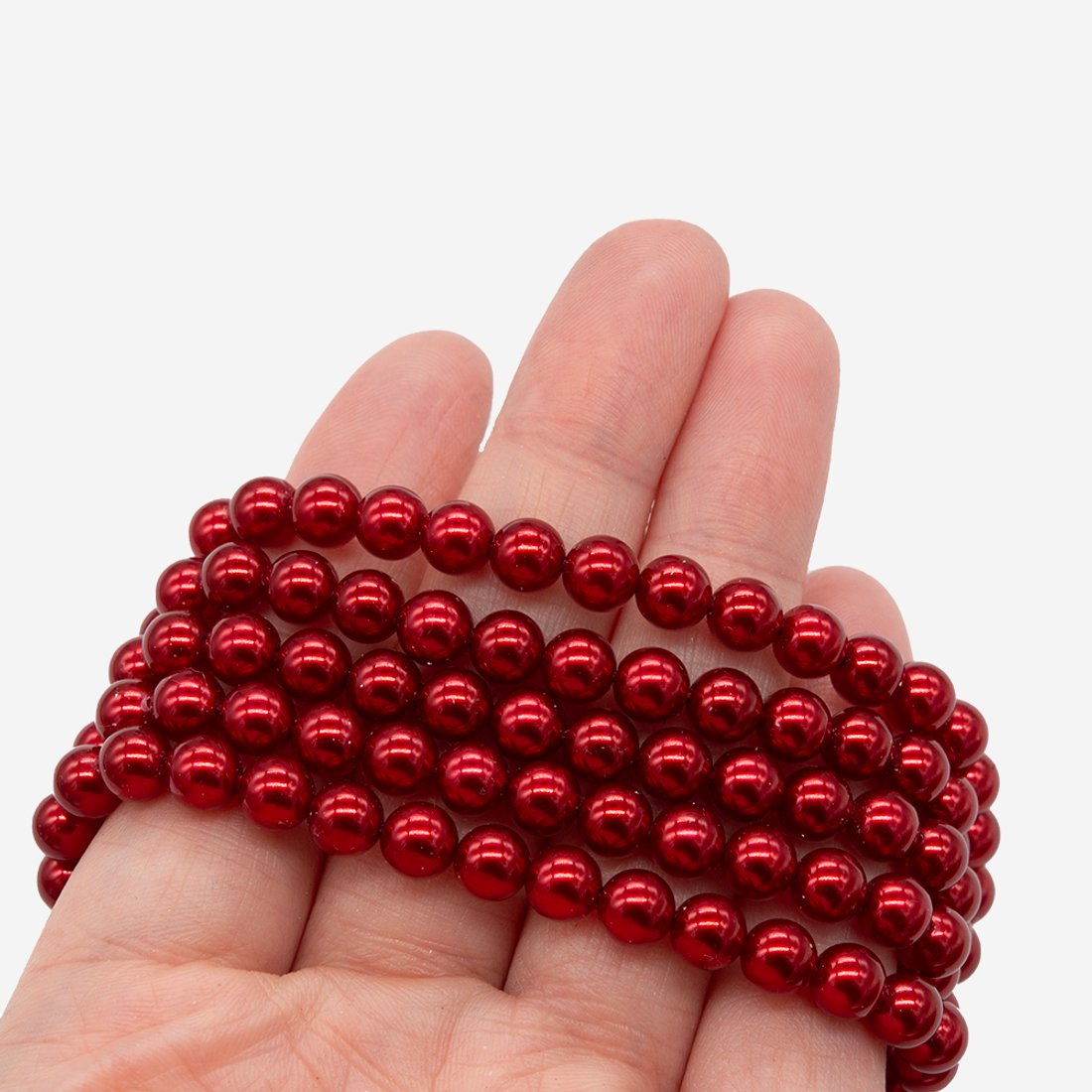 Хрустальный жемчуг, оттенок "Красный", шар 6мм, улучшенное покрытие