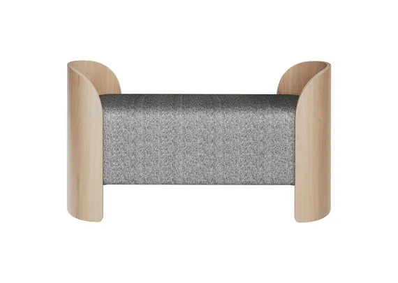 Банкетка Lagom 2 120 см (серый рогожка, натуральный дуб)