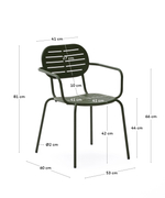 Стул для улицы Brai с подлокотниками из оцинкованной стали зелёного цвета