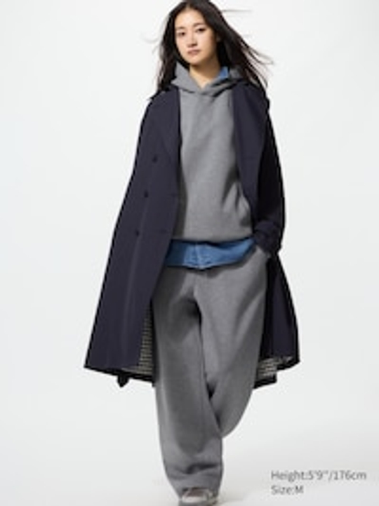 UNIQLO Тренч с поясом, темно-синий