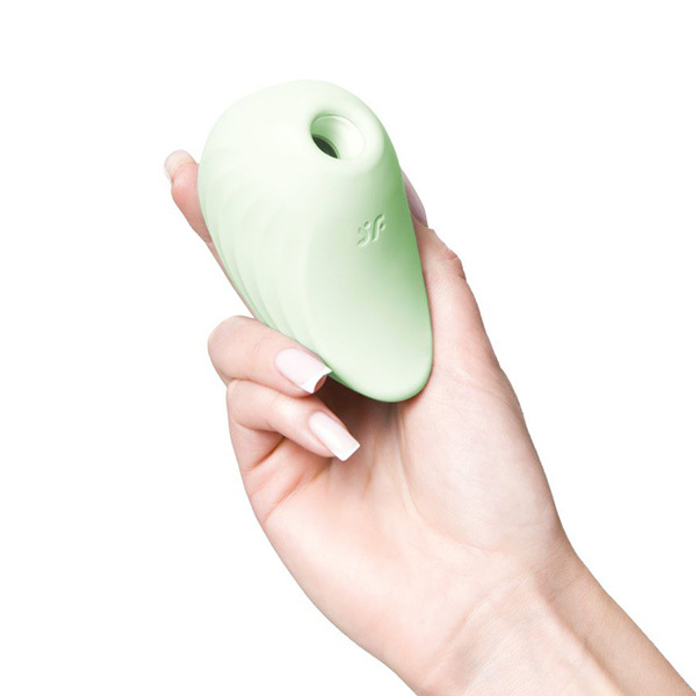 Салатовый вакуум-волновой стимулятор клитора 9,1см Satisfyer Pearl Diver