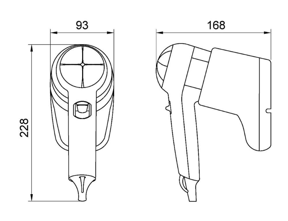 Фен настенный 1200 W ABS HOTEL LINE 02055.W белый