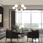 Светильник на штанге 6x40Вт E14, металл/стекло, шампань