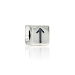 Шарм куб с руной Тейваз - подвеска из серебра 925 пробы
