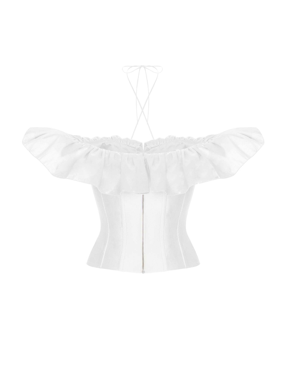 Tоп корсетного типа из тафты со шнуровкой и рюшем