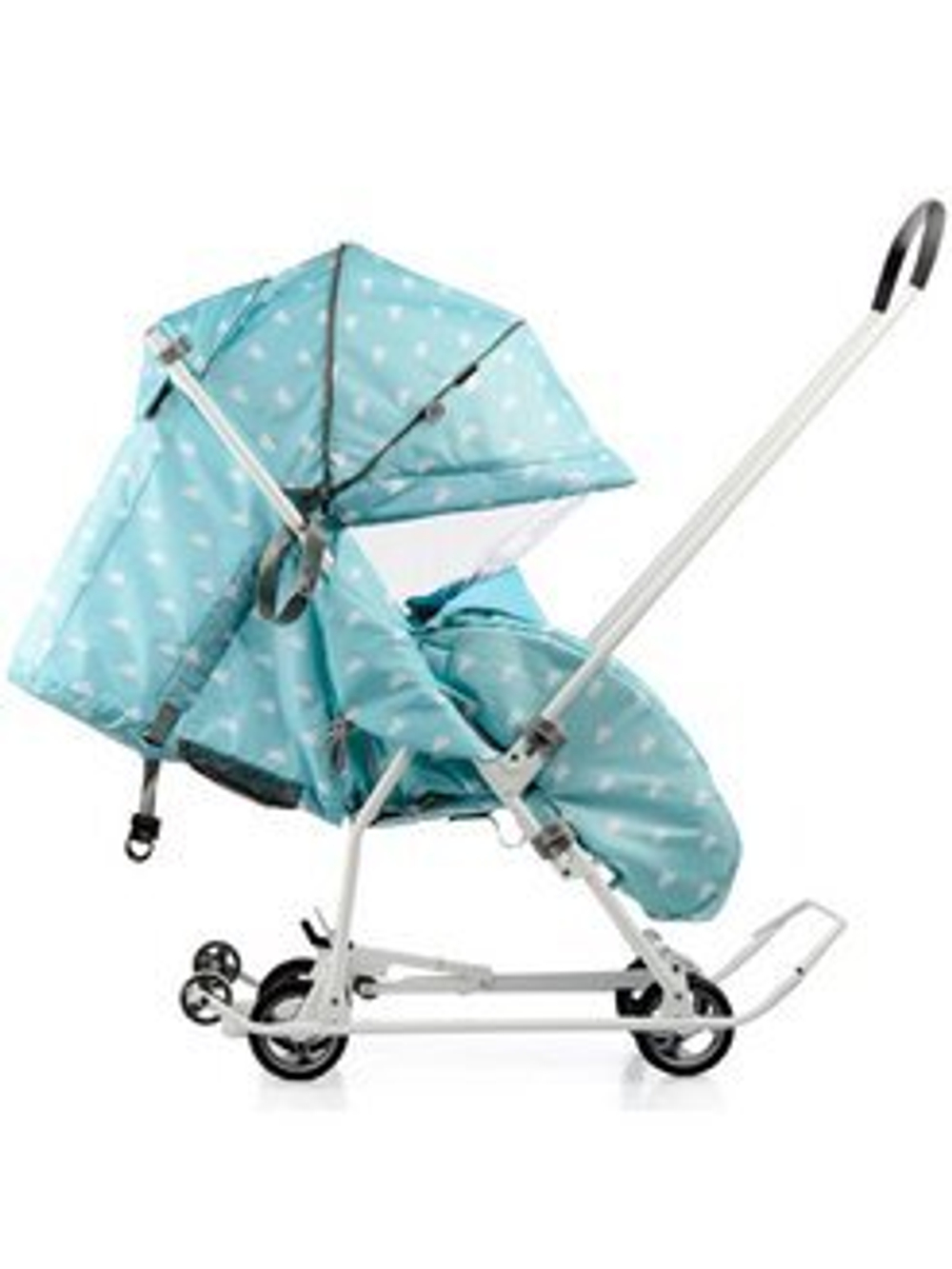 Коляска комбинированная (санки - коляска) «Наши детки 3-1К» с облачками голубой (арт. НДТ3-1К/2)