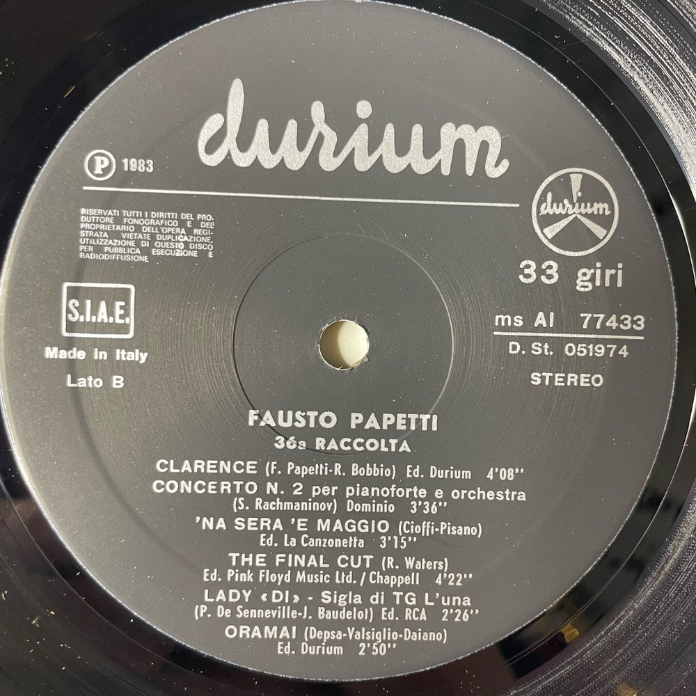 Винтажная виниловая пластинка LP Фаусто Папетти Fausto Papetti 36 Raccolta (Italy 1983)