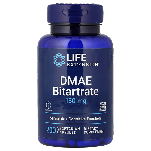 Life Extension, Битартрат ДМАЭ, 150 мг, 200 вегетарианских капсул