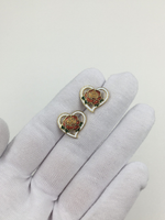 Серьги Сердечки в технике клуазонне