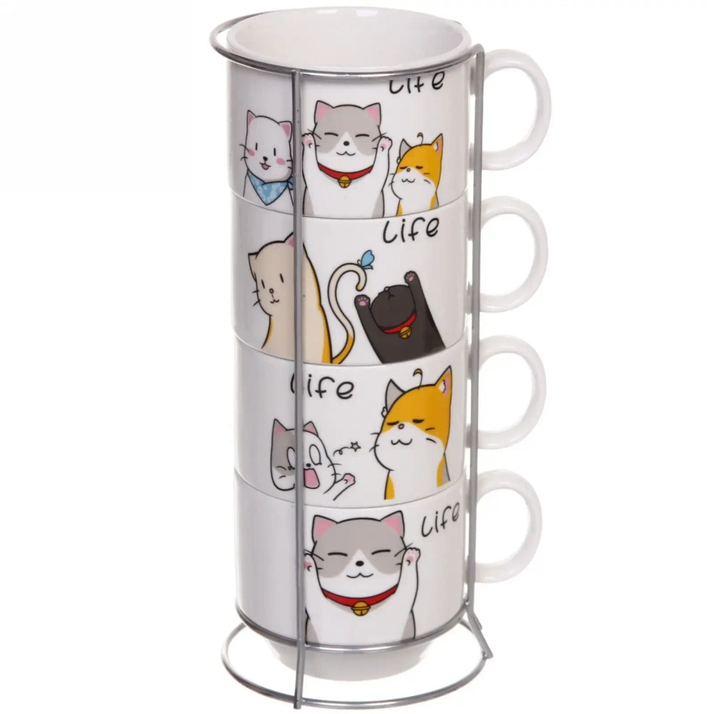 Набор кружек на стойке 200мл «Милые животные»