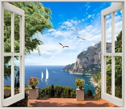 Фотообои на стену "Вид из окна на море" флизелиновые 300х260 см.