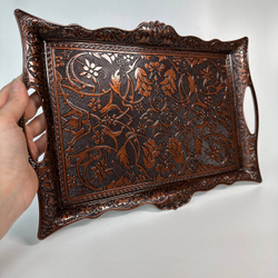 Поднос "Традиционный" с узором 30*20см/ACAR. Турция (серебристый)