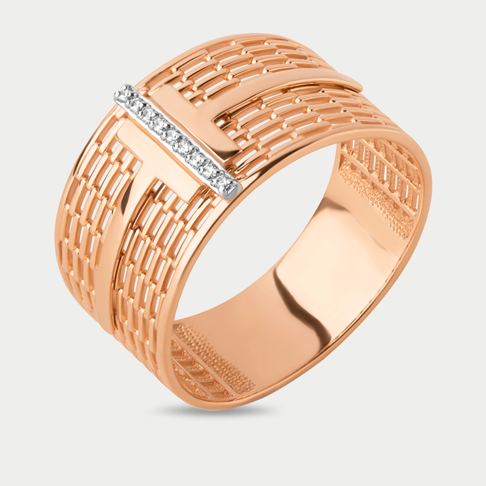Кольцо женское из розового золота 585 пробы с фианитами (арт. 023841-1102)