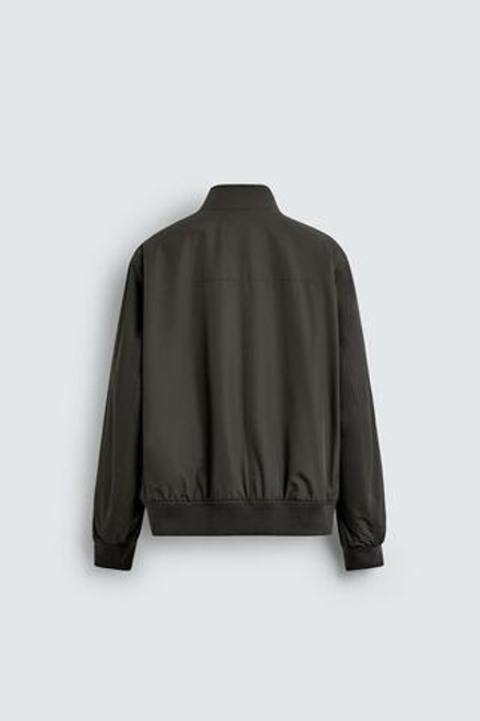 ZARA НЕПРОМОКАЕМАЯ КУРТКА ИЗ ТЕХНИЧЕСКОЙ ТКАНИ, СЕРО-КОРИЧНЕВЫЙ