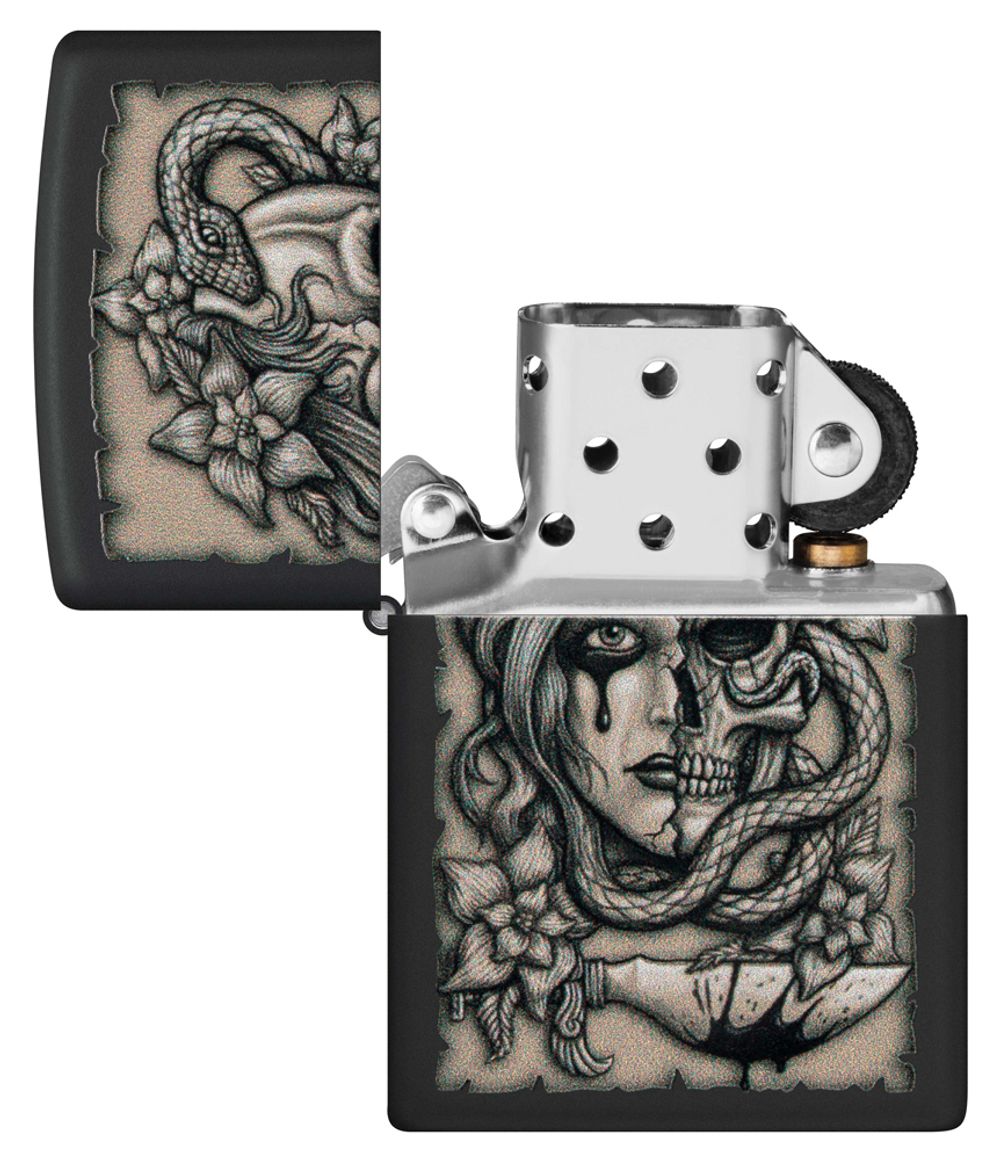 Зажигалка Zippo Gory Tattoo с покрытием Black Matte (48616) 4