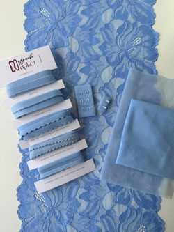 Эластичное кружево голубое ширина 23 см ОТРЕЗ 0,8 м