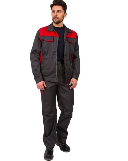 Костюм "Идеал" NEW брюки (т.серый/красный)