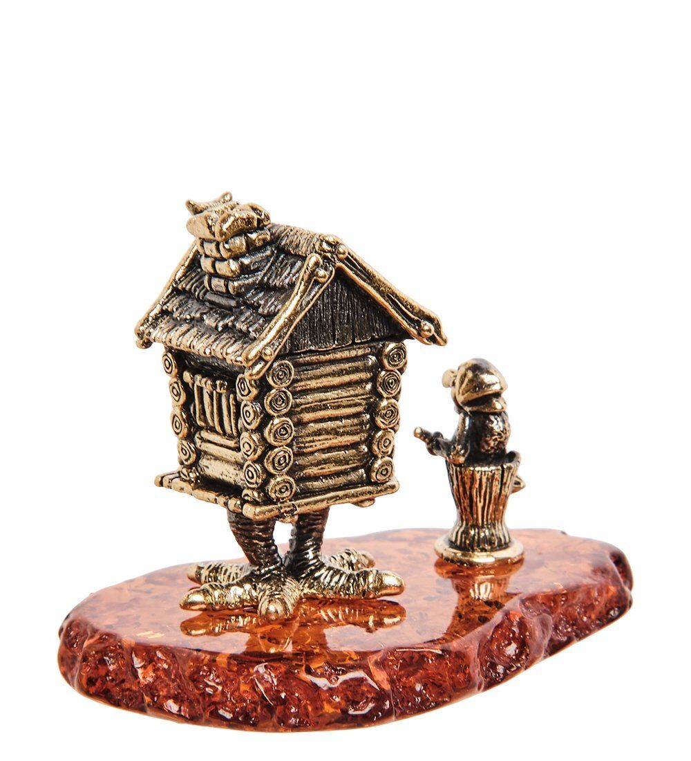 Народные промыслы AM-2757 Фигурка «Избушка с Бабой Ягой» (латунь, янтарь)