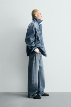 ZARA ДЖИНСЫ BARREL FIT, ГОЛУБОЙ