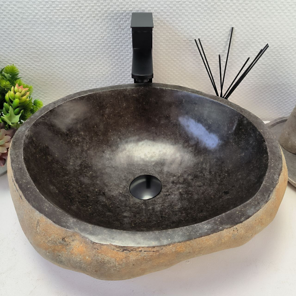 Раковина из речного камня RS-64128 (49*41*15) 0122