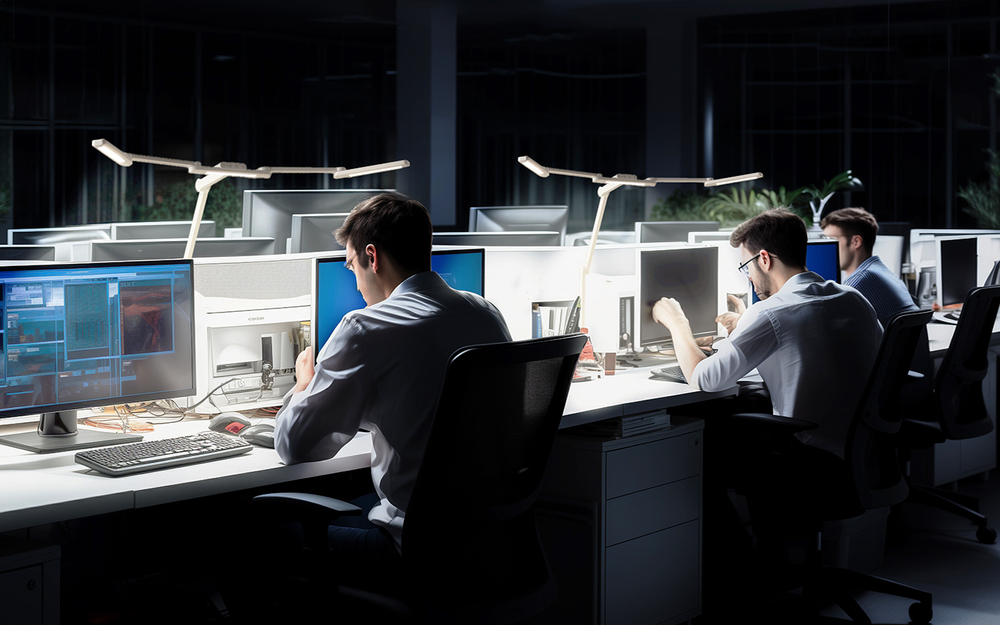 Светильник FRIENDME бестеневой настольный на струбцине светодиодный No. 2 белый с тройным источником света. Яркость - 1270 lum. 24W.