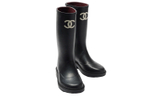 CHANEL Rubber Rain Boots Black Women"s
