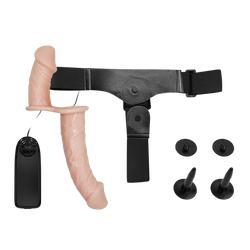 Двойной страпон с вибрацией Dual Penis Strap-On (17,5 и 11 см)