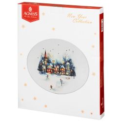 БЛЮДО ОВАЛЬНОЕ AGNESS "С НОВЫМ ГОДОМ!" 31,5*25,5*3 СМ
