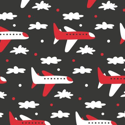 Buy baby fabric planes clouds black