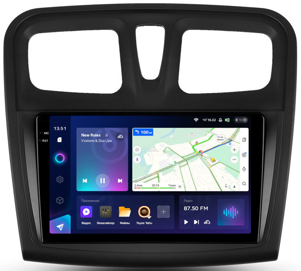 Магнитола для Renault Logan 2, Sandero 2 2014+ (рамка 9) - Teyes CC3-2K QLed Android 10, ТОП процессор, SIM-слот, CarPlay