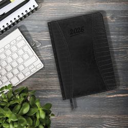 Ежедневник датированный 2026 А5 148х218 мм GALANT "CombiContract" под кожу черный (117488)