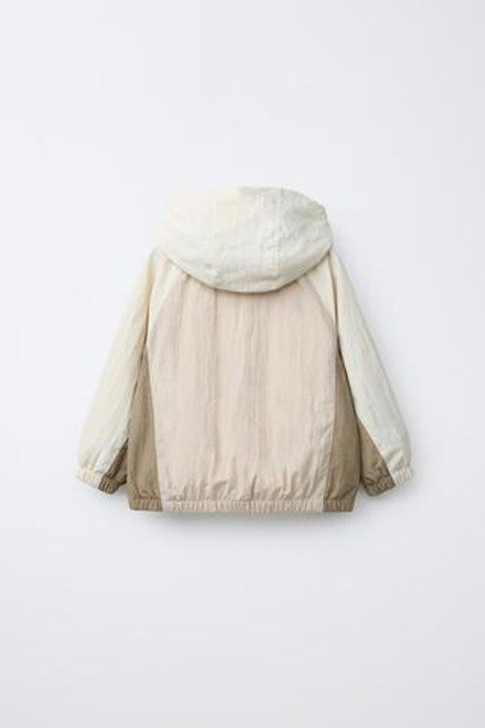 ZARA ЛЕГКИЙ ДОЖДЕВИК КОЛОР-БЛОК WATER REPELLENT, БЕЖЕВЫЙ