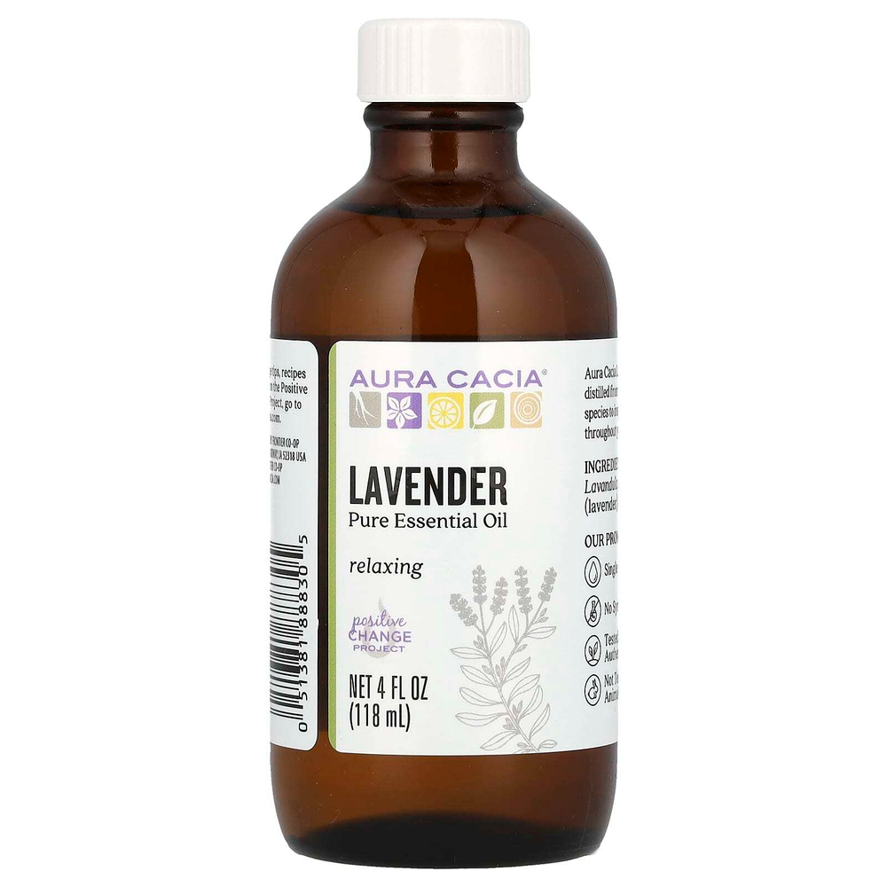 Aura Cacia, чистое эфирное масло, лаванда, 118 мл (4 жидк. унции)