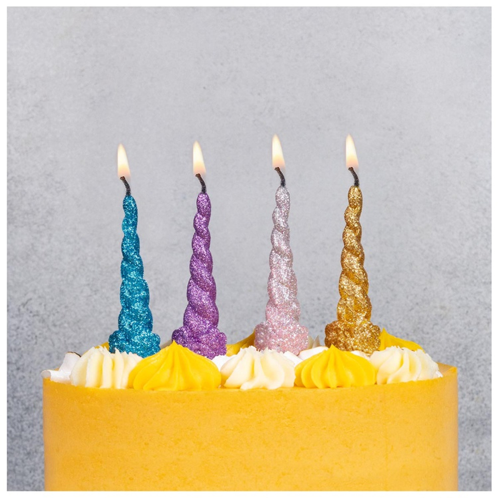 Свечи для торта на пиках Единорог, 4 шт