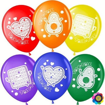Шар (12""/30 см) Поп ит, Pop it, Ассорти, пастель, 2 ст, 25 шт.