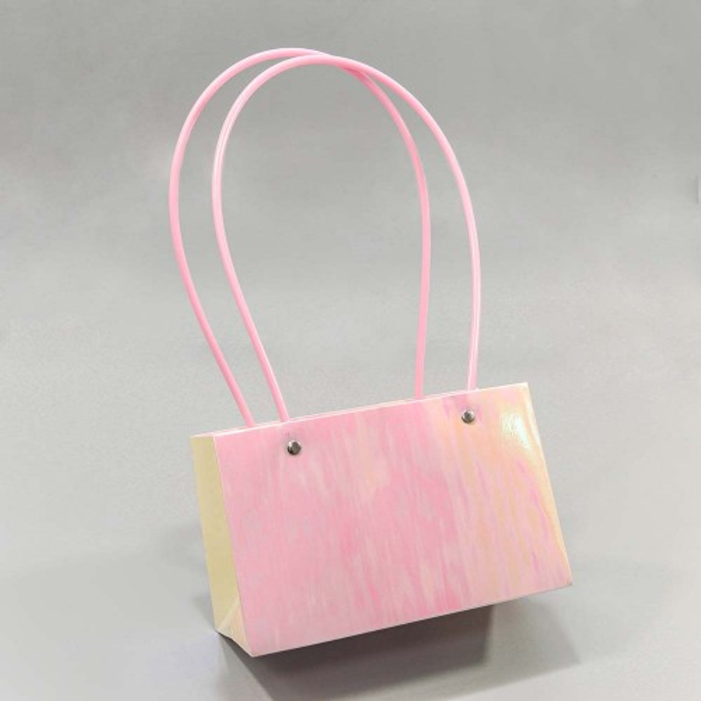 Пакет подарочный 19х12х10.5см Ваза для цветов "Перламутр" (Розовый)