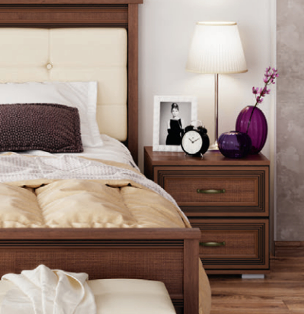 Кровать с настилом ДСП Ливорно ЛКР-1 140х200, орех