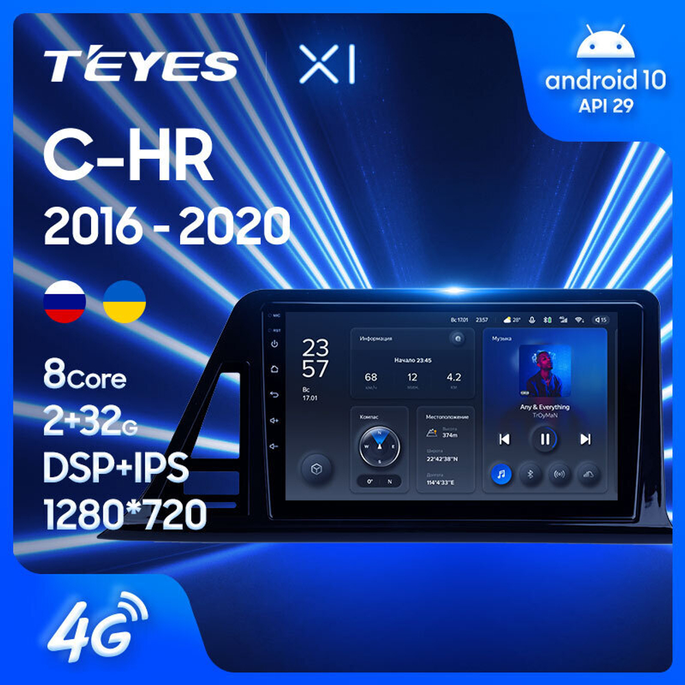 Teyes X1 9" для Toyota C-HR 2016-2020 (прав)