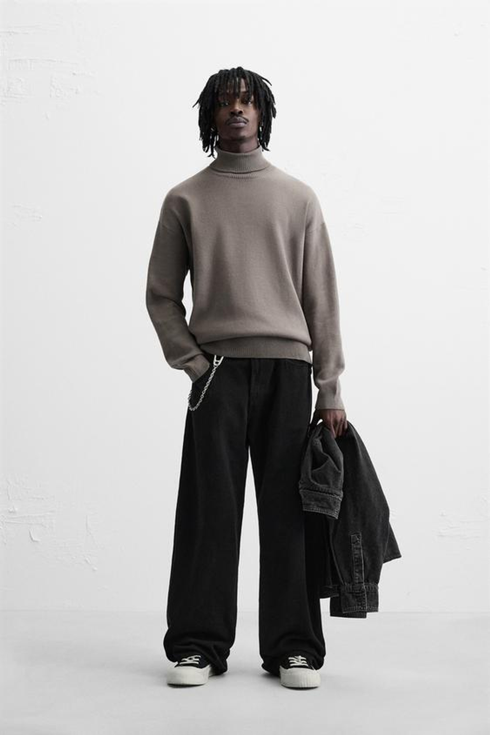 ZARA СВИТЕР ИЗ МЯГКОЙ ВИСКОЗЫ, ЦЕМЕНТНЫЙ