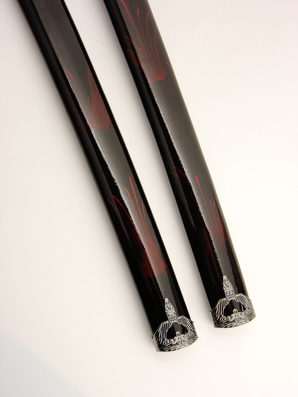 Armas Del Mundo Набор самурайских мечей, 2 шт. Ножны бордово-черный мрамор, цуба серебро