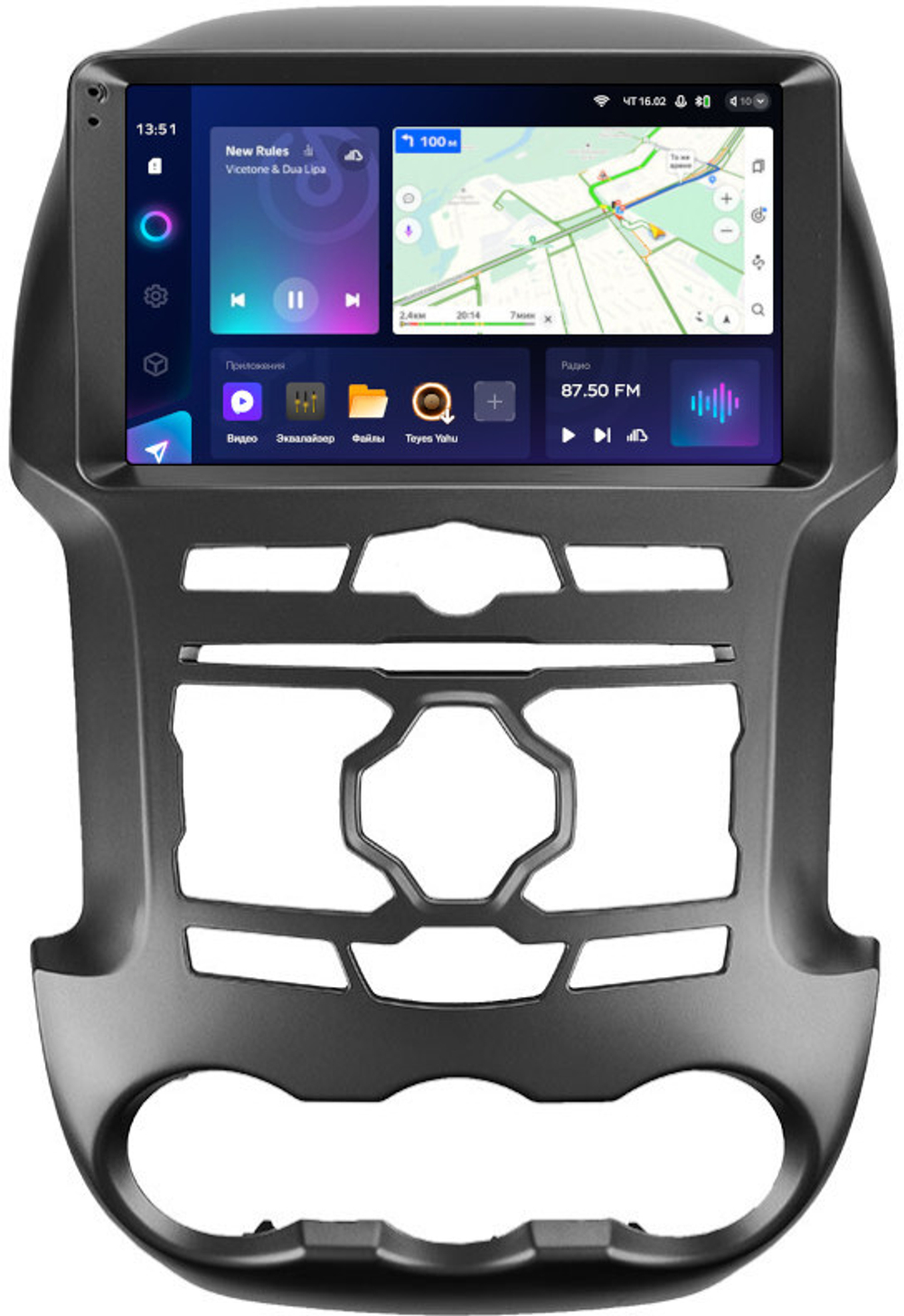 Магнитола для Ford Ranger 3 2011-2015 (рамка тип 1) - Teyes CC3-2K монитор 9.5" 2K QLED на Android 10, ТОП процессор, CarPlay, 4G SIM-слот