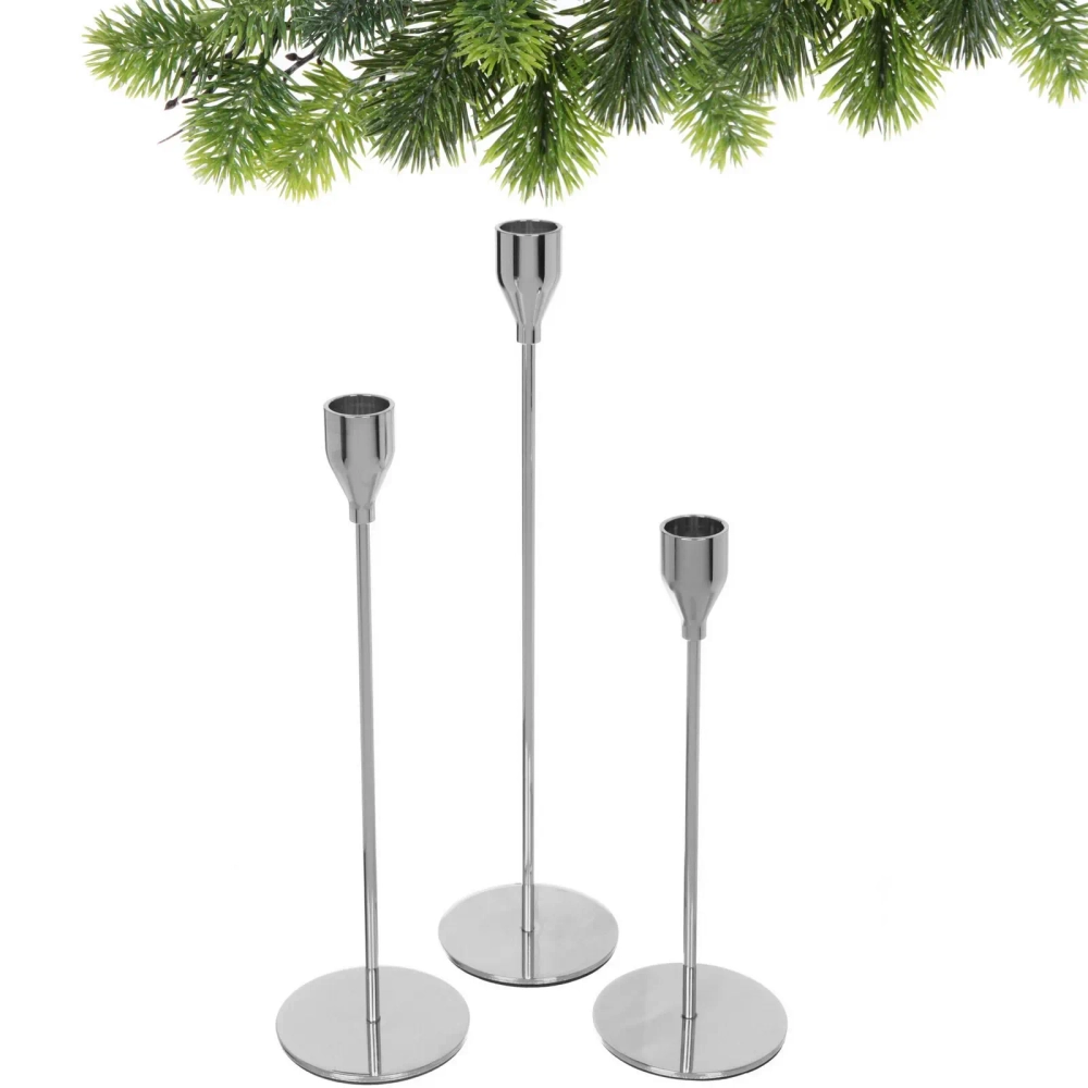 Подсвечники «SUNSHINE» 23 /28/32 см (набор 3 шт), Серебро