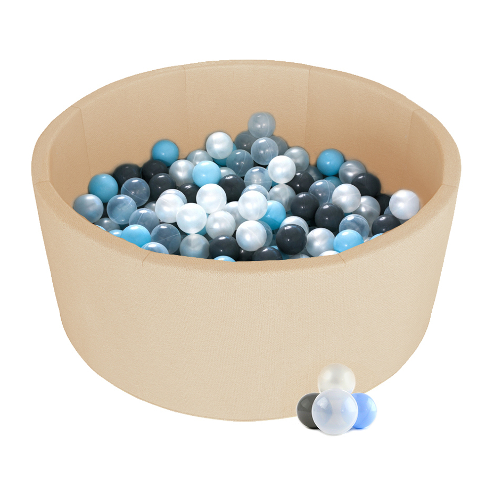 Детский сухой бассейн Kampfer Pretty Bubble (Бежевый + 200 шаров голубой/серый/жемчужный/прозрачный)